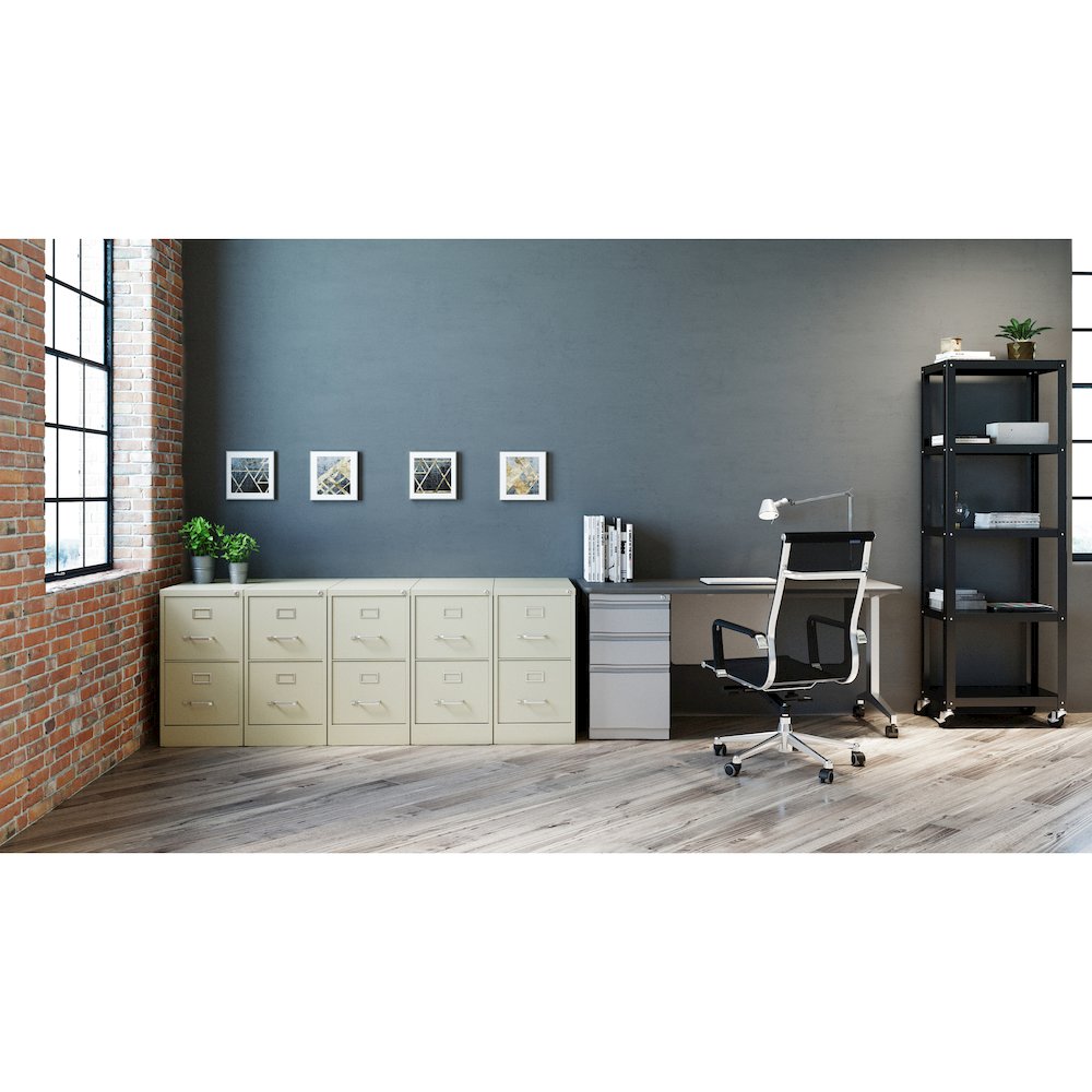 Hirsh 25" Deep 2 Drawer Metal Vertical File Cabinet, Commercial Grade, Putty. Picture 7