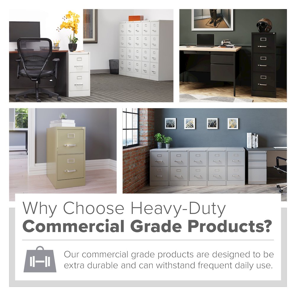 Hirsh 25" Deep 2 Drawer Metal Vertical File Cabinet, Commercial Grade, Black. Picture 2