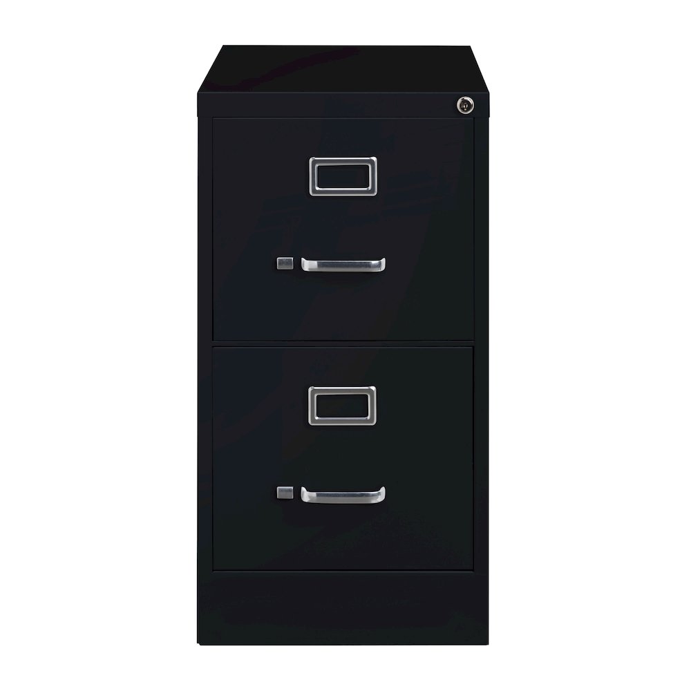 Hirsh 25" Deep 2 Drawer Metal Vertical File Cabinet, Commercial Grade, Black. Picture 1