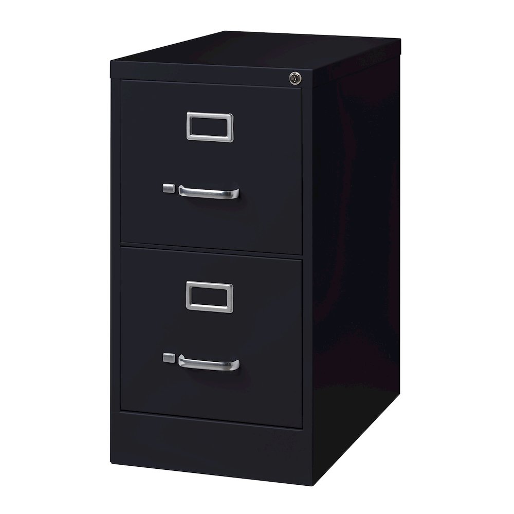 Hirsh 25" Deep 2 Drawer Metal Vertical File Cabinet, Commercial Grade, Black. Picture 2
