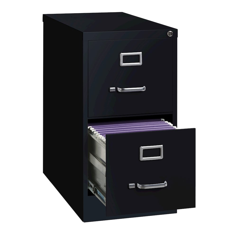 Hirsh 25" Deep 2 Drawer Metal Vertical File Cabinet, Commercial Grade, Black. Picture 3