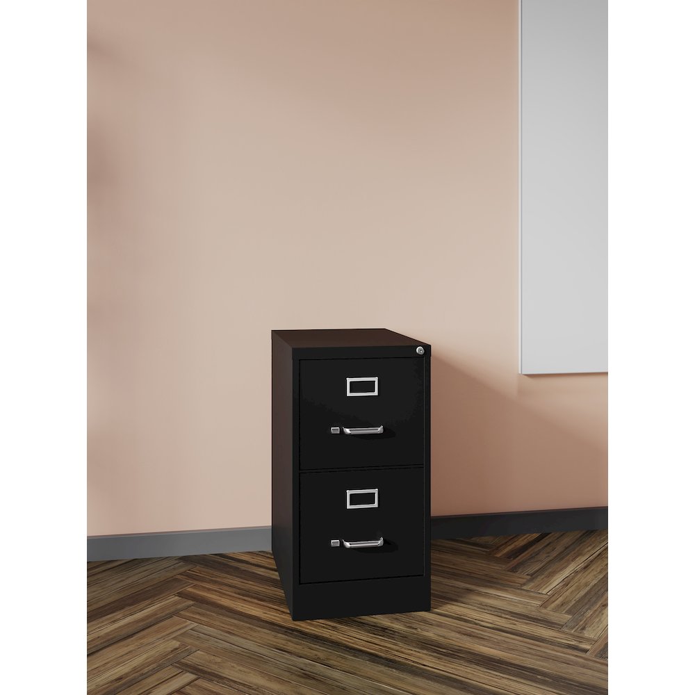 Hirsh 25" Deep 2 Drawer Metal Vertical File Cabinet, Commercial Grade, Black. Picture 4