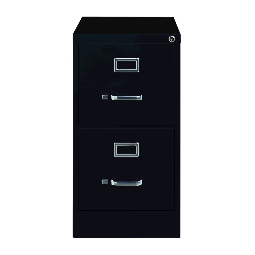 Hirsh 25" Deep 2 Drawer Metal Vertical File Cabinet, Commercial Grade, Black. Picture 1