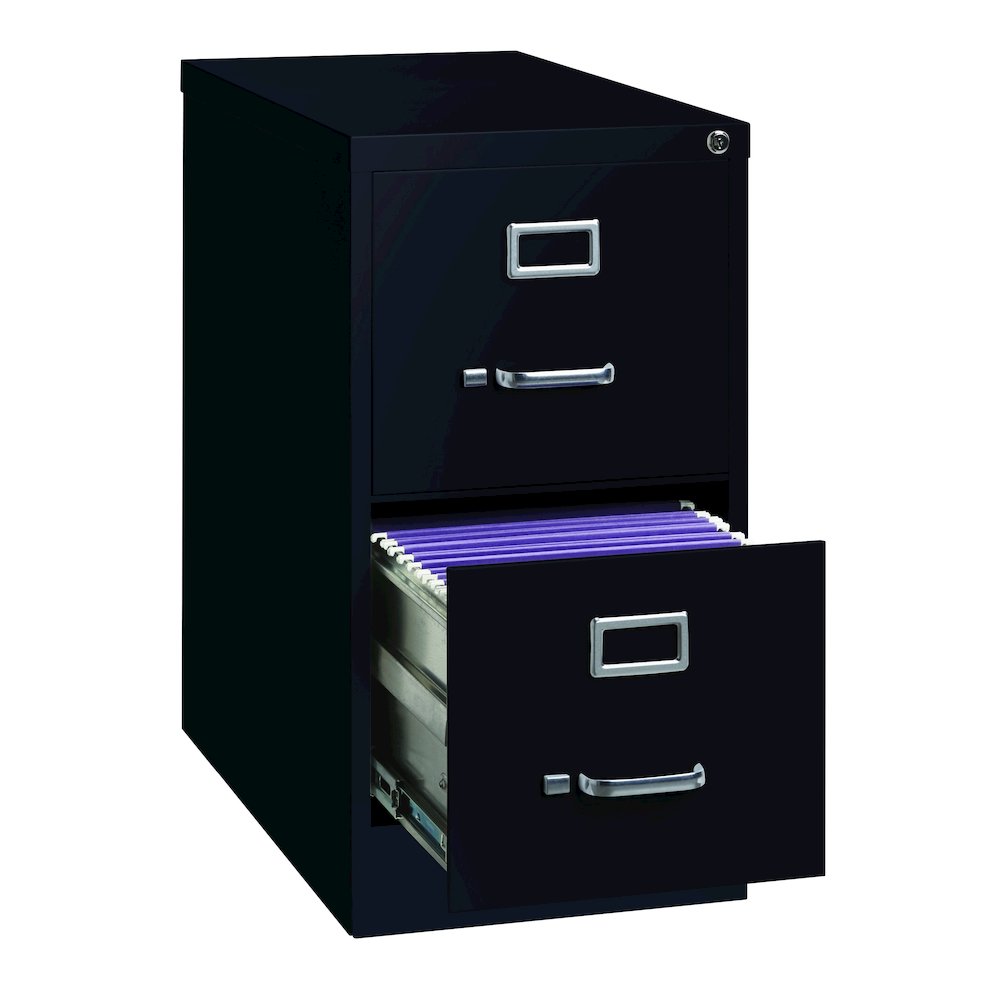 Hirsh 25" Deep 2 Drawer Metal Vertical File Cabinet, Commercial Grade, Black. Picture 7