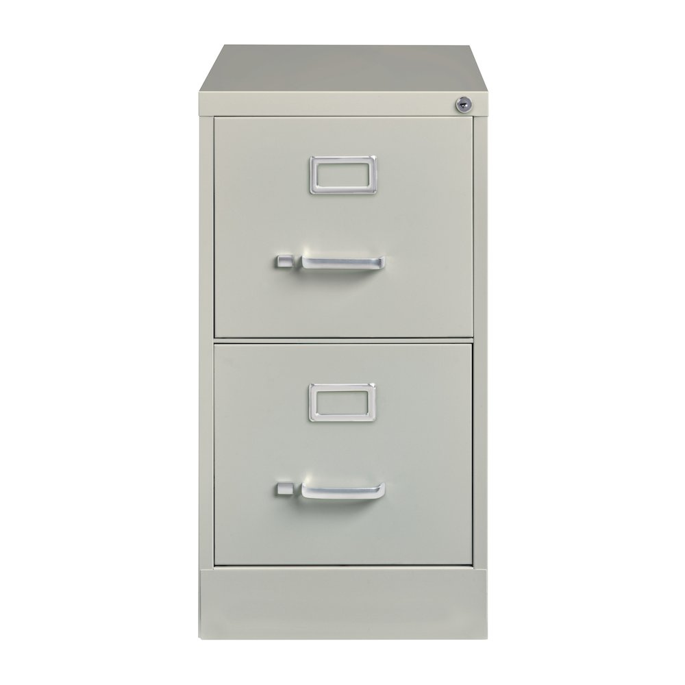 Hirsh 25" Deep 2 Drawer Metal Vertical File Cabinet, Light Gray. Picture 1
