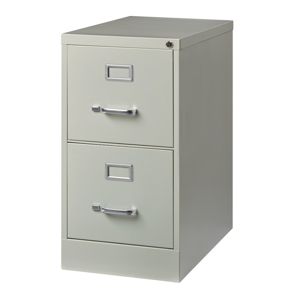 Hirsh 25" Deep 2 Drawer Metal Vertical File Cabinet, Light Gray. Picture 2