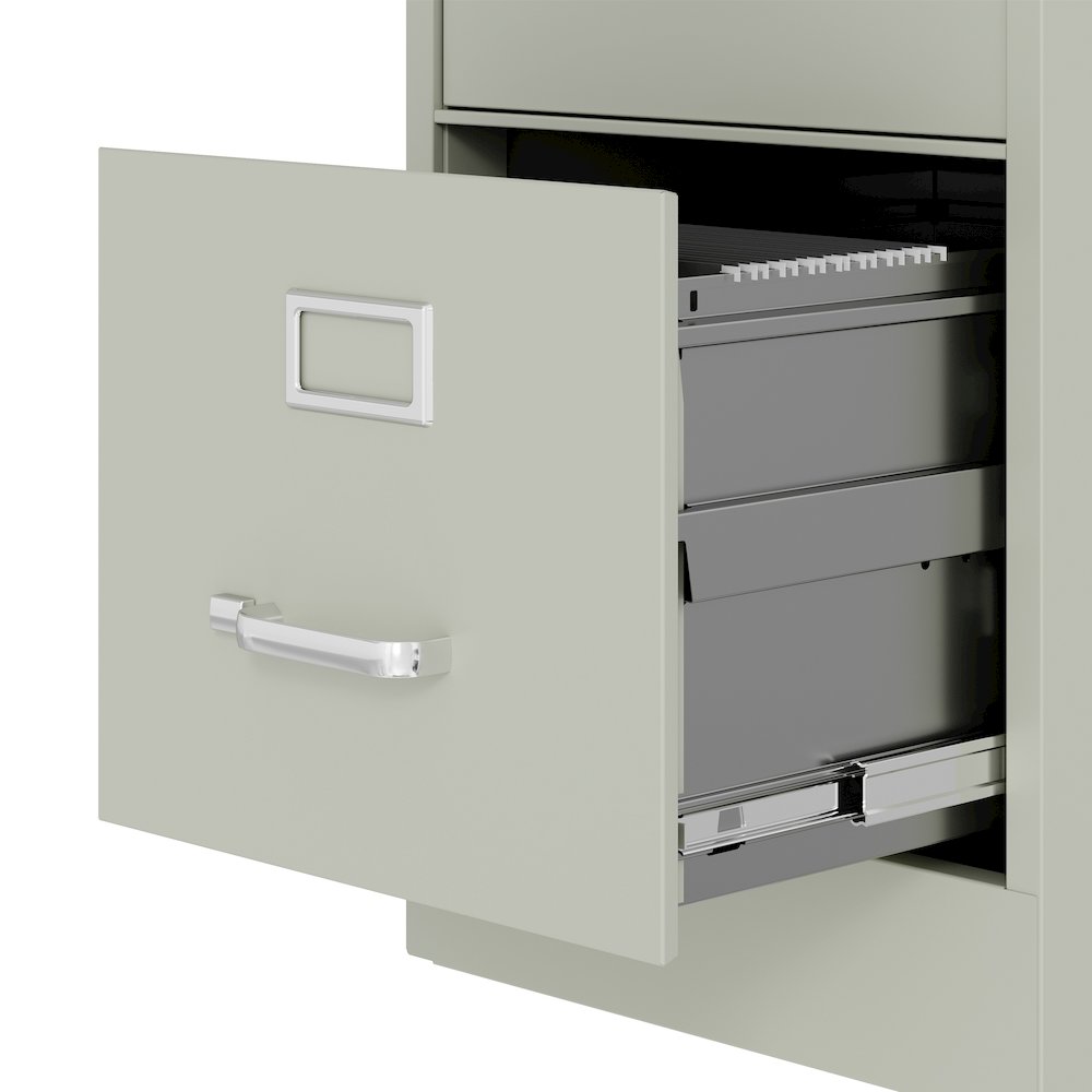 Hirsh 25" Deep 2 Drawer Metal Vertical File Cabinet, Light Gray. Picture 4