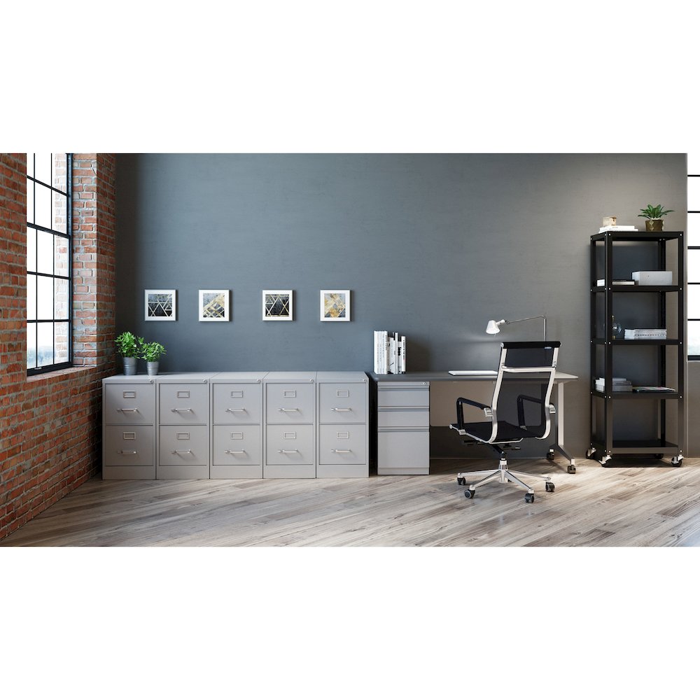Hirsh 25" Deep 2 Drawer Metal Vertical File Cabinet, Light Gray. Picture 7