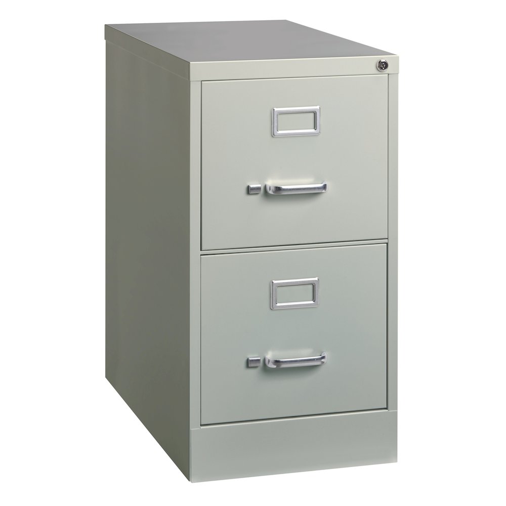 Hirsh 25" Deep 2 Drawer Metal Vertical File Cabinet, Light Gray. Picture 11