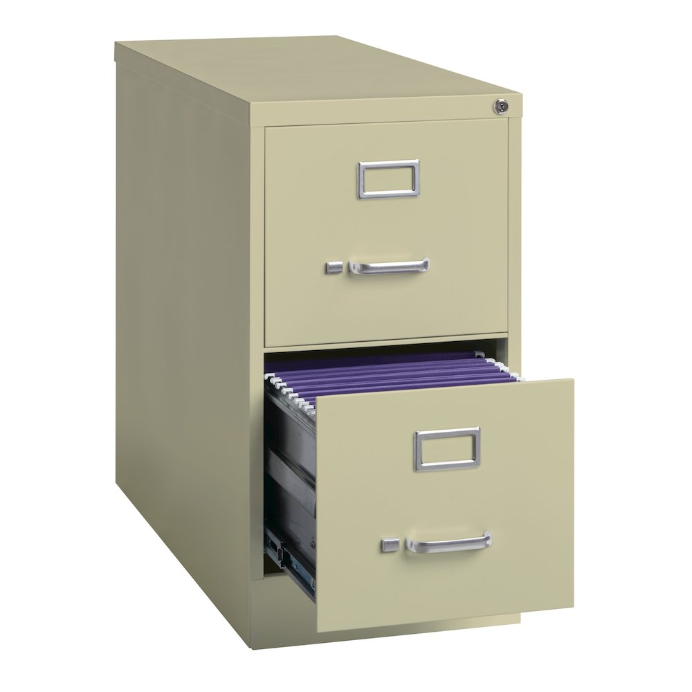 Hirsh 26.5" Deep 2 Drawer Vertical File Cabinet, Commercial Grade, Putty. Picture 3