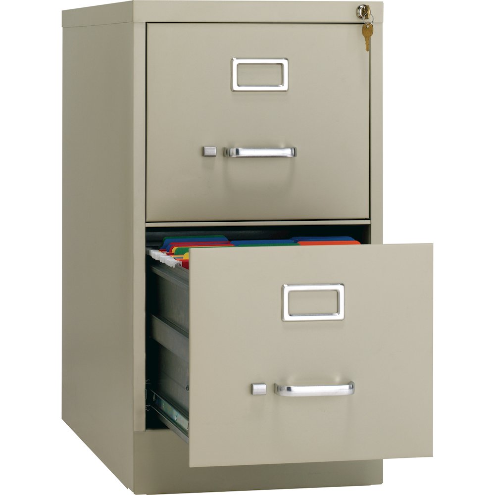 Hirsh 26.5" Deep 2 Drawer Vertical File Cabinet, Commercial Grade, Putty. Picture 4