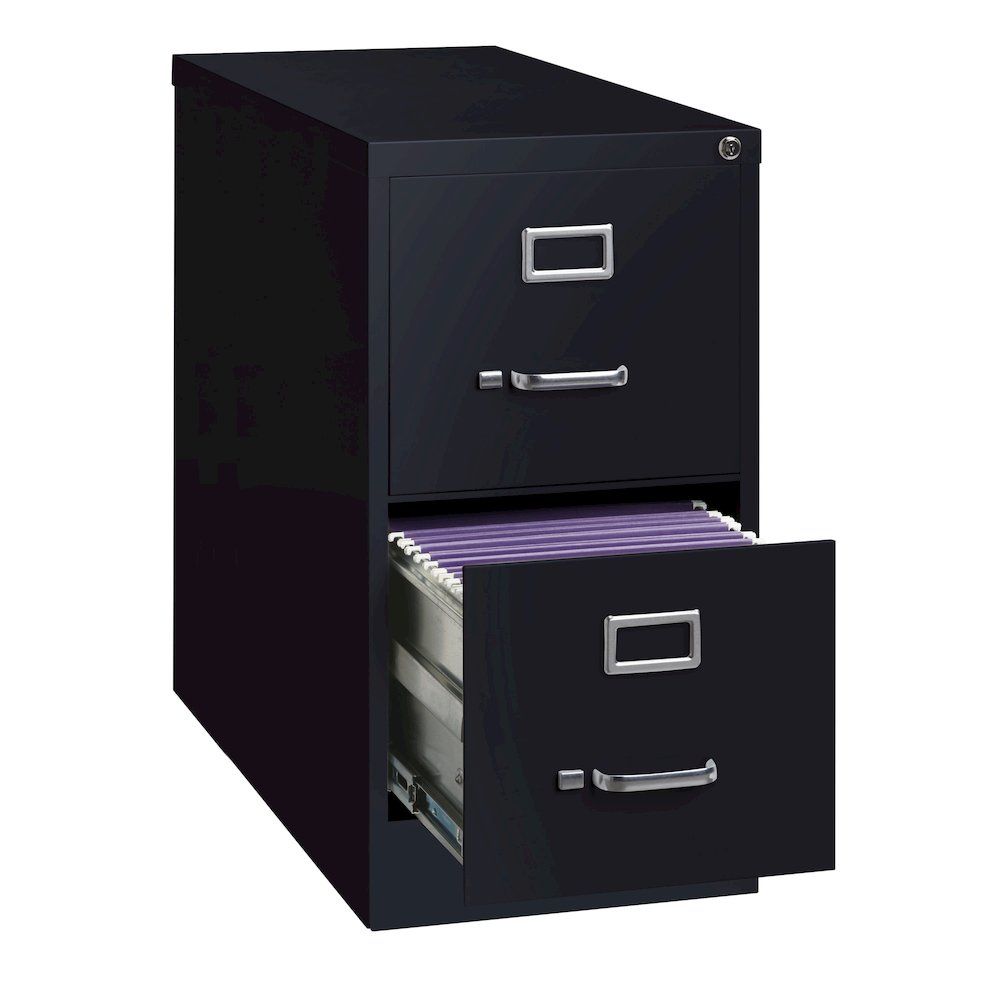 Hirsh 26.5" Deep 2 Drawer Vertical File Cabinet, Commercial Grade, Black. Picture 3