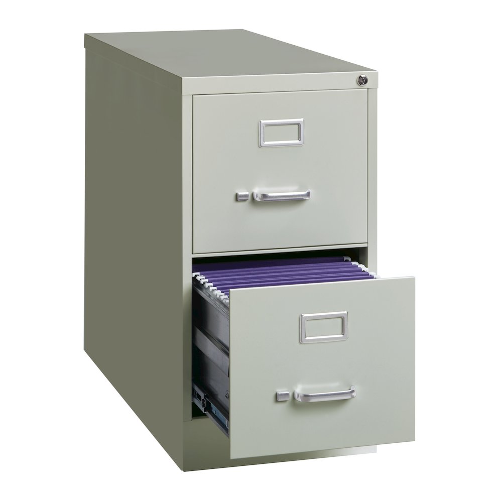 Hirsh 26.5" Deep 2 Drawer Vertical File Cabinet, Commercial Grade, Light Gray. Picture 3