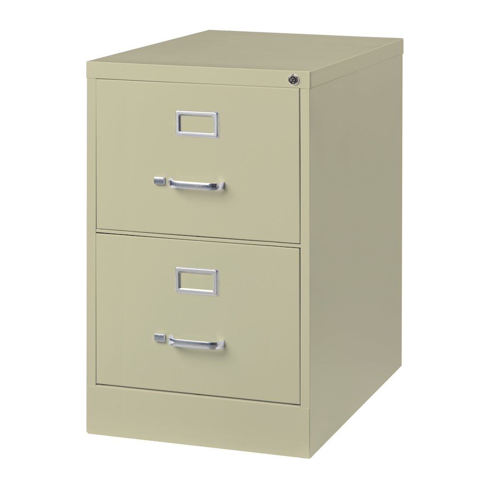 Hirsh 26.5" Deep 2 Drawer Legal Width Metal Vertical File Cabinet, Putty. Picture 2