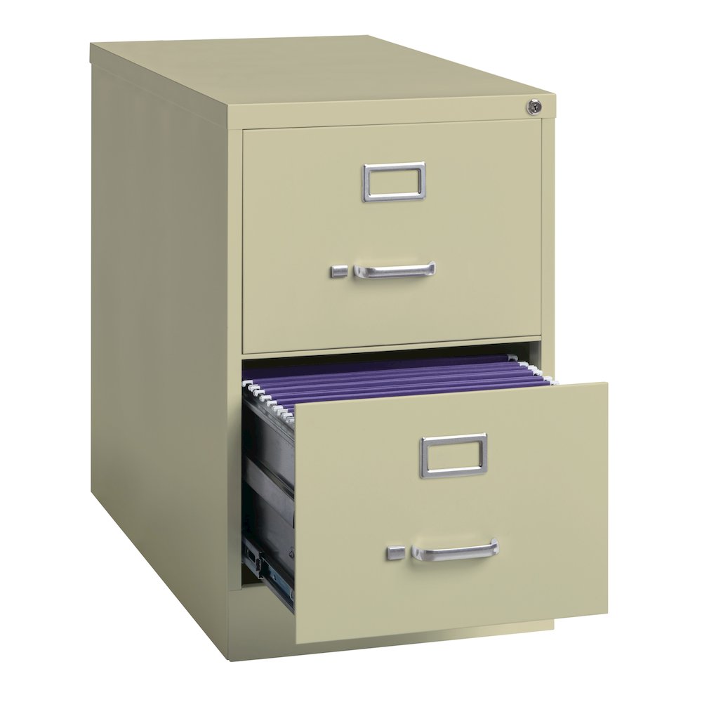 Hirsh 26.5" Deep 2 Drawer Legal Width Metal Vertical File Cabinet, Putty. Picture 3