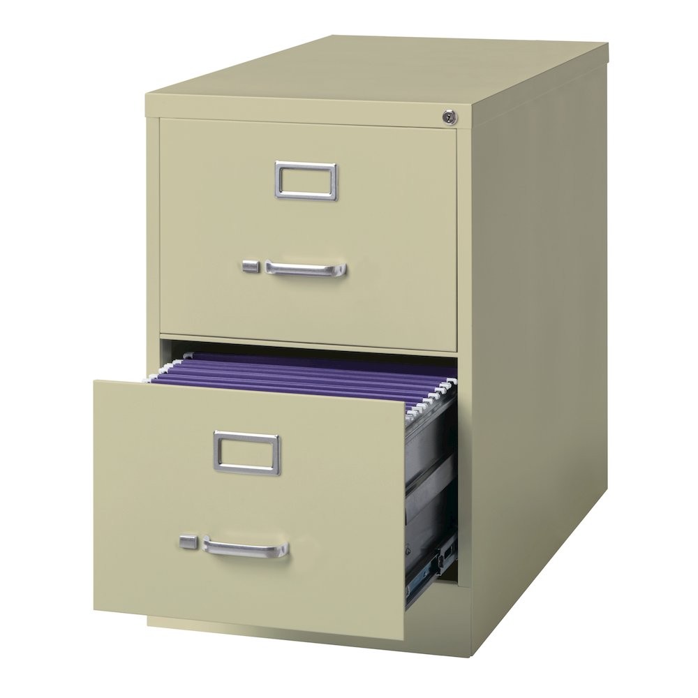 Hirsh 26.5" Deep 2 Drawer Legal Width Metal Vertical File Cabinet, Putty. Picture 4