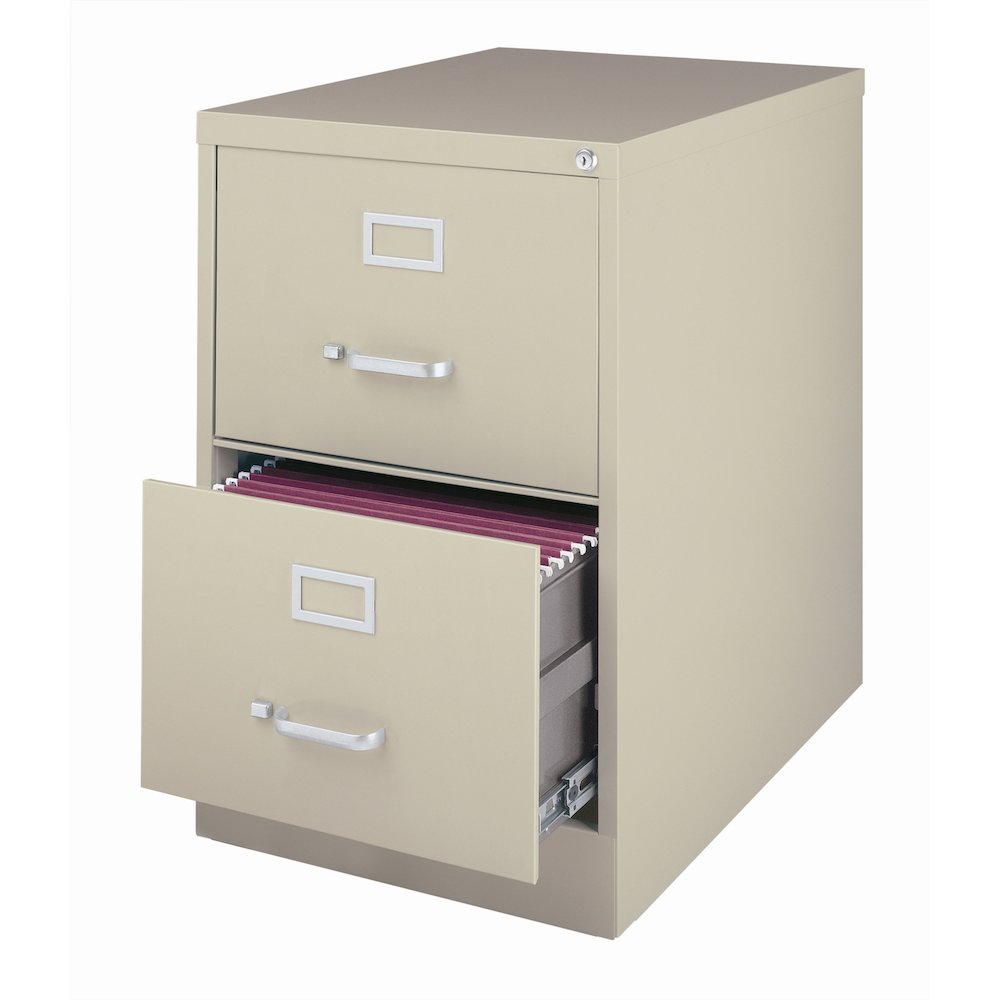 Hirsh 26.5" Deep 2 Drawer Legal Width Metal Vertical File Cabinet, Putty. Picture 5