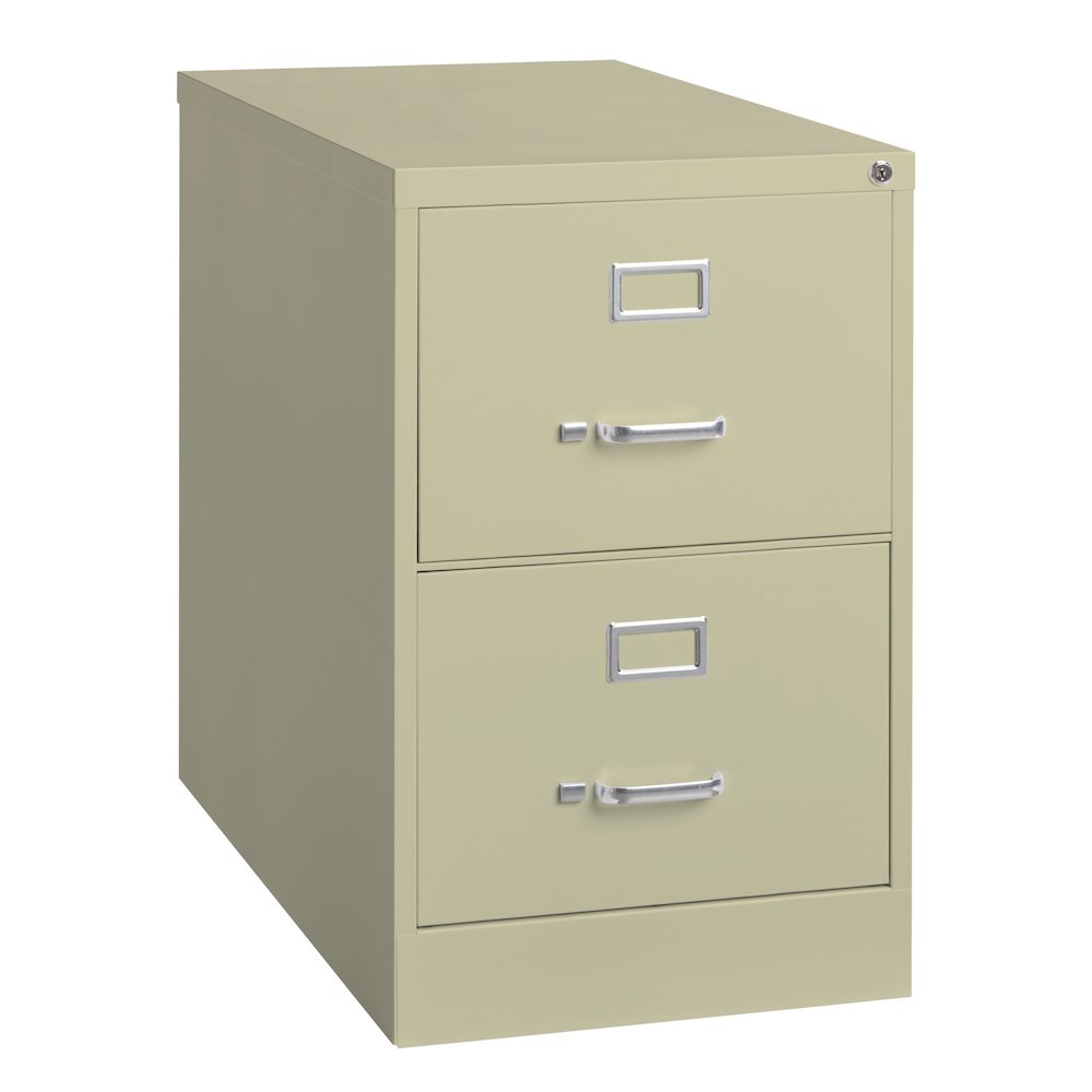 Hirsh 26.5" Deep 2 Drawer Legal Width Metal Vertical File Cabinet, Putty. Picture 10