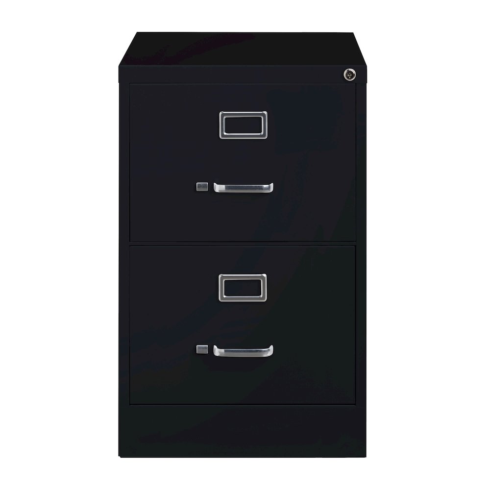 Hirsh 26.5" Deep 2 Drawer Legal Width Metal Vertical File Cabinet, Black. Picture 1