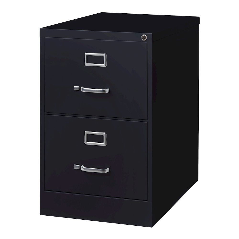 Hirsh 26.5" Deep 2 Drawer Legal Width Metal Vertical File Cabinet, Black. Picture 2