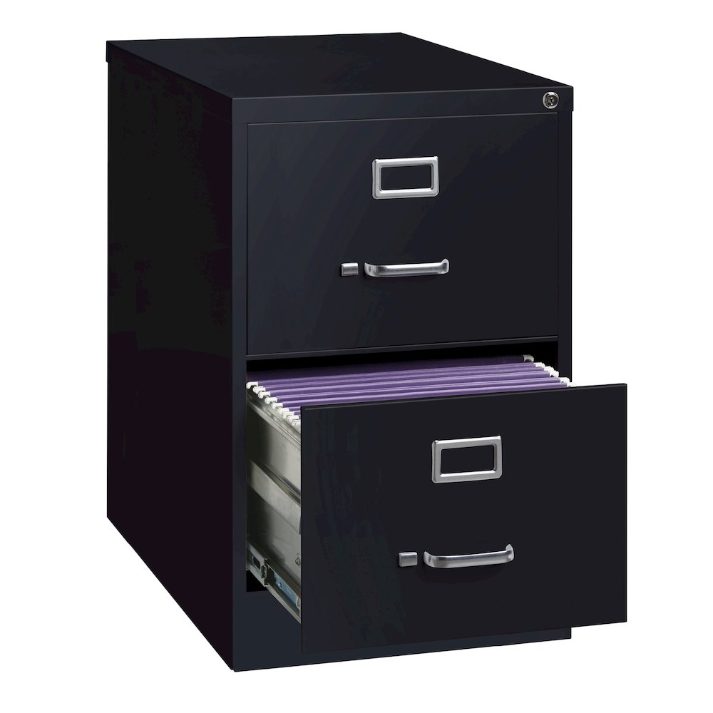 Hirsh 26.5" Deep 2 Drawer Legal Width Metal Vertical File Cabinet, Black. Picture 3