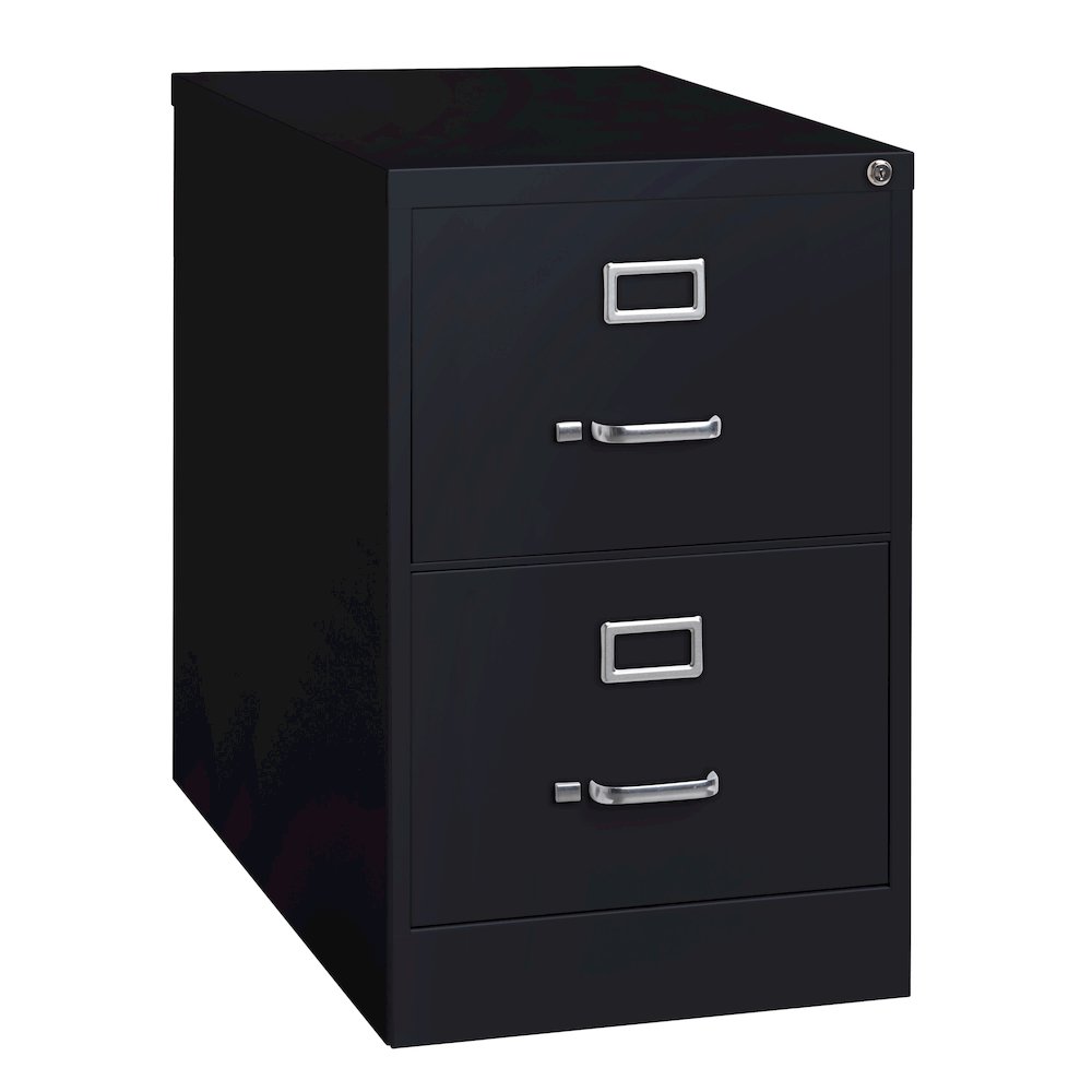 Hirsh 26.5" Deep 2 Drawer Legal Width Metal Vertical File Cabinet, Black. Picture 8