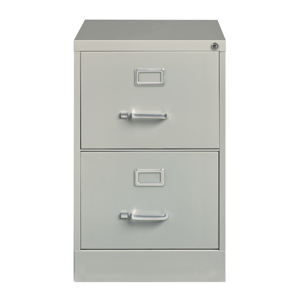 Hirsh 26.5" Deep 2 Drawer Legal Width Metal Vertical File Cabinet, Light Gray. Picture 1