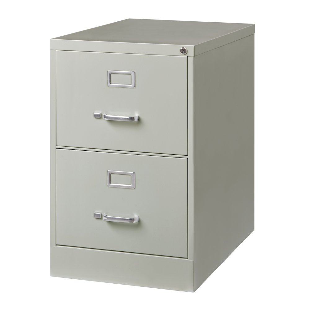 Hirsh 26.5" Deep 2 Drawer Legal Width Metal Vertical File Cabinet, Light Gray. Picture 2
