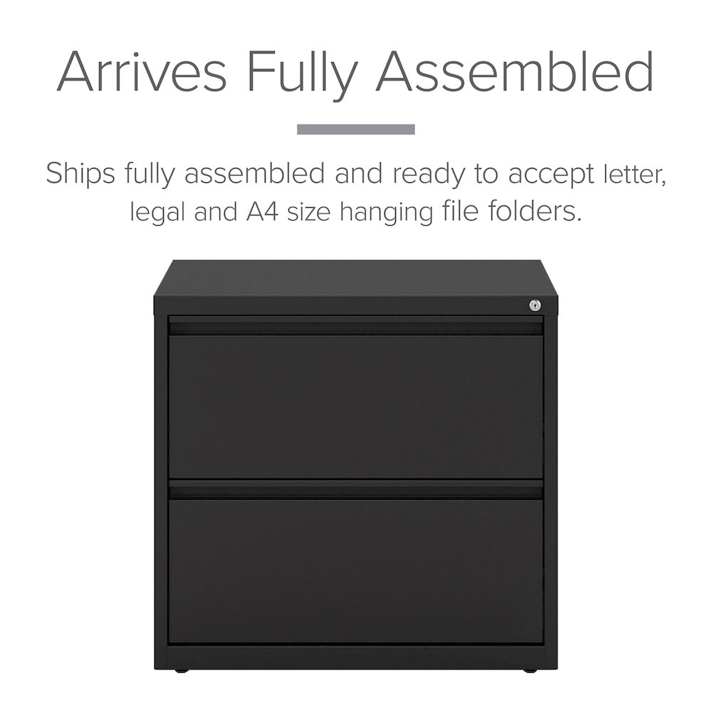 Hirsh 30 inch Wide 2 Drawer Metal Lateral File Cabinet, Black. Picture 7