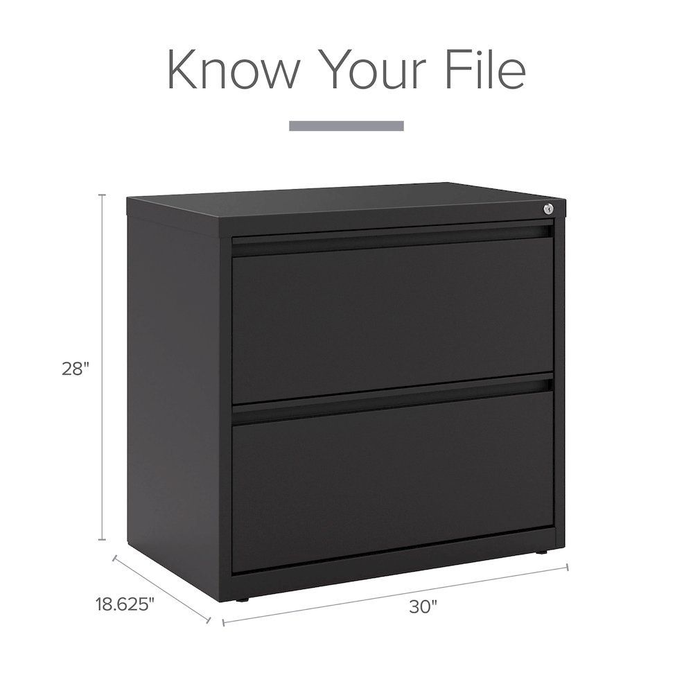 Hirsh 30 inch Wide 2 Drawer Metal Lateral File Cabinet, Black. Picture 10