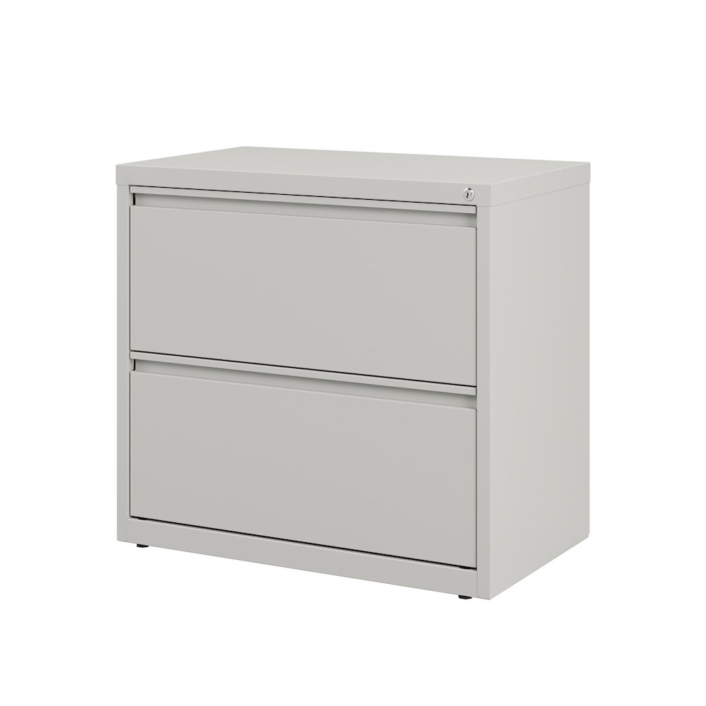 Hirsh 30 inch Wide 2 Drawer Metal Lateral File Cabinet, Light Gray. Picture 3
