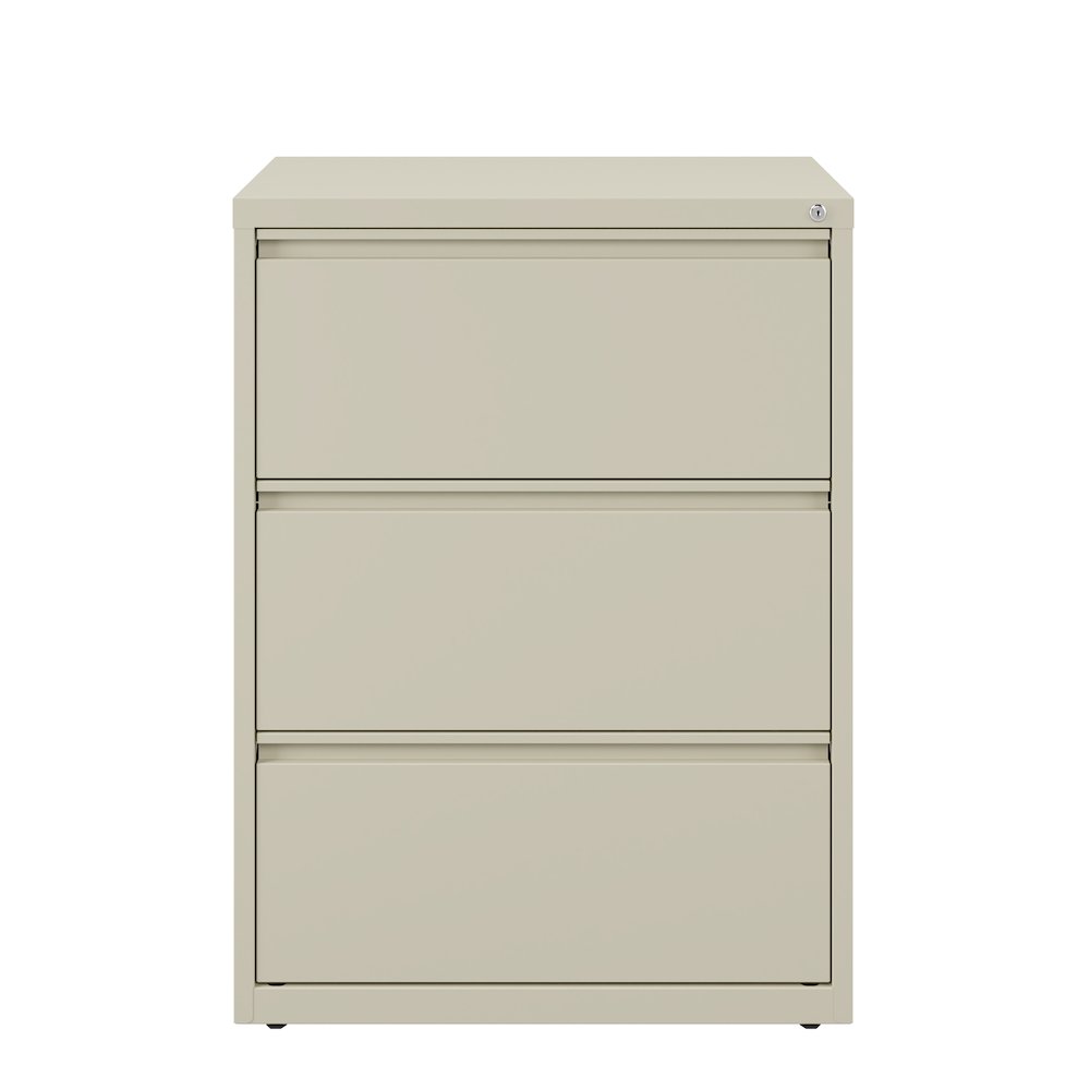 Hirsh 30 Inch Wide 3 Drawer Metal Lateral File Cabinet, Putty. Picture 1