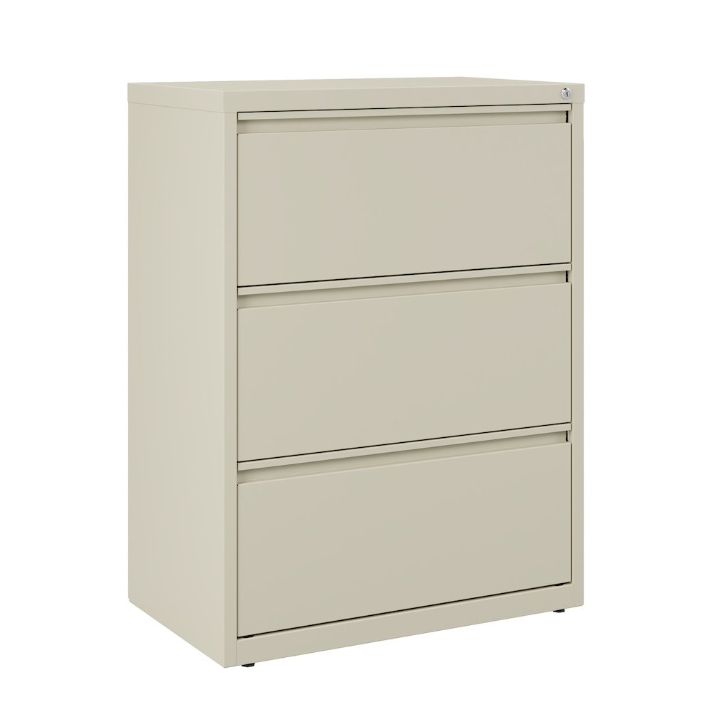 Hirsh 30 Inch Wide 3 Drawer Metal Lateral File Cabinet, Putty. Picture 8