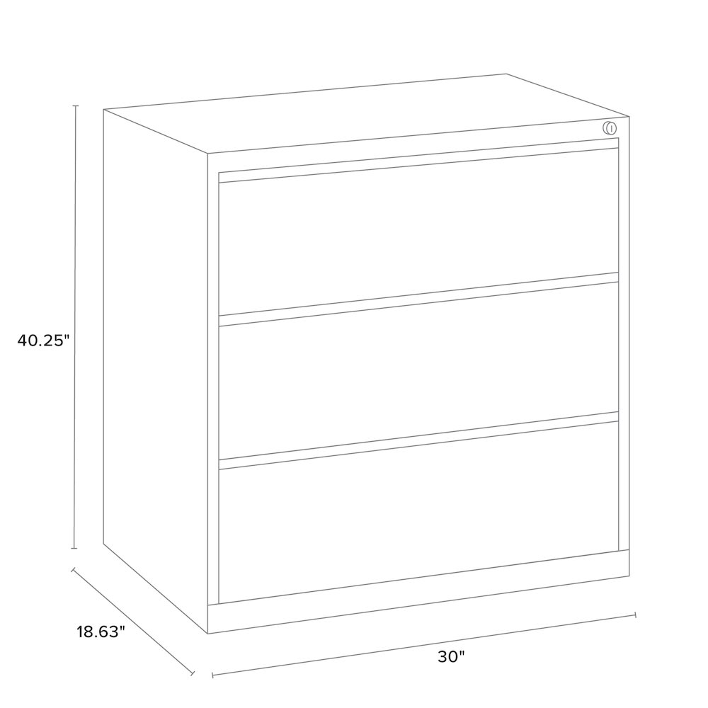 Hirsh 30 Inch Wide 3 Drawer Metal Lateral File Cabinet, Light Gray. Picture 5