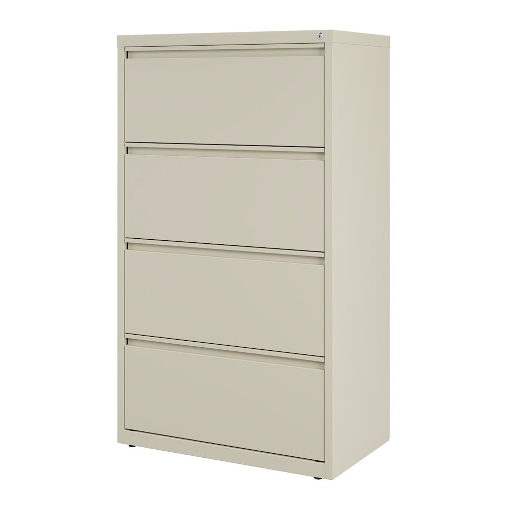 Hirsh 30 Inch Wide 4 Drawer Metal Lateral File Cabinet, Putty. Picture 2