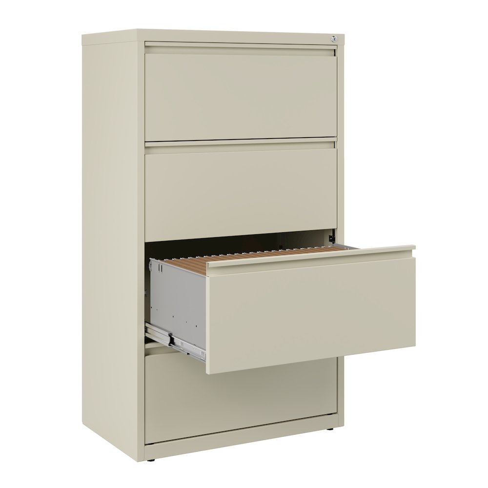 Hirsh 30 Inch Wide 4 Drawer Metal Lateral File Cabinet, Putty. Picture 3