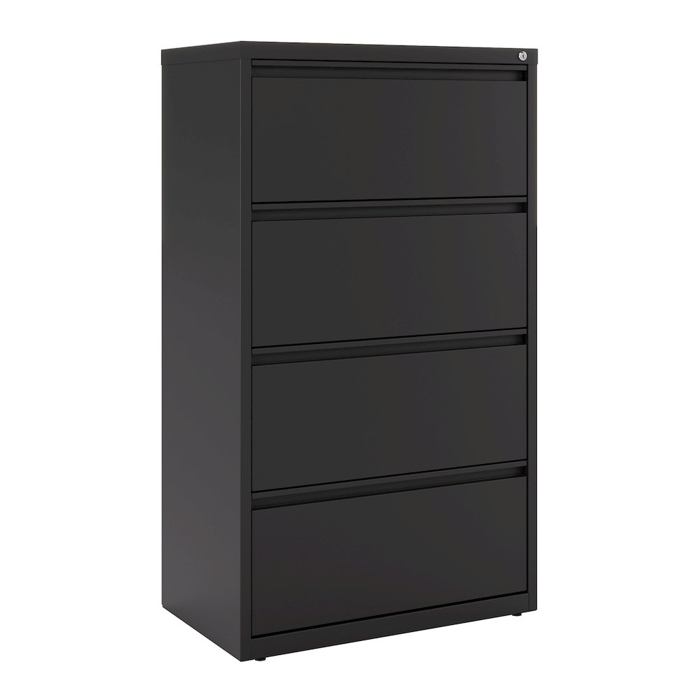 Hirsh 30 Inch Wide 4 Drawer Metal Lateral File Cabinet, Black. Picture 16