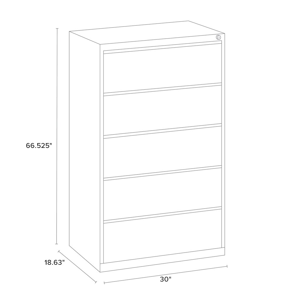 Hirsh 30 inch Wide 5 Drawer Metal Lateral File Cabinet, Black. Picture 7