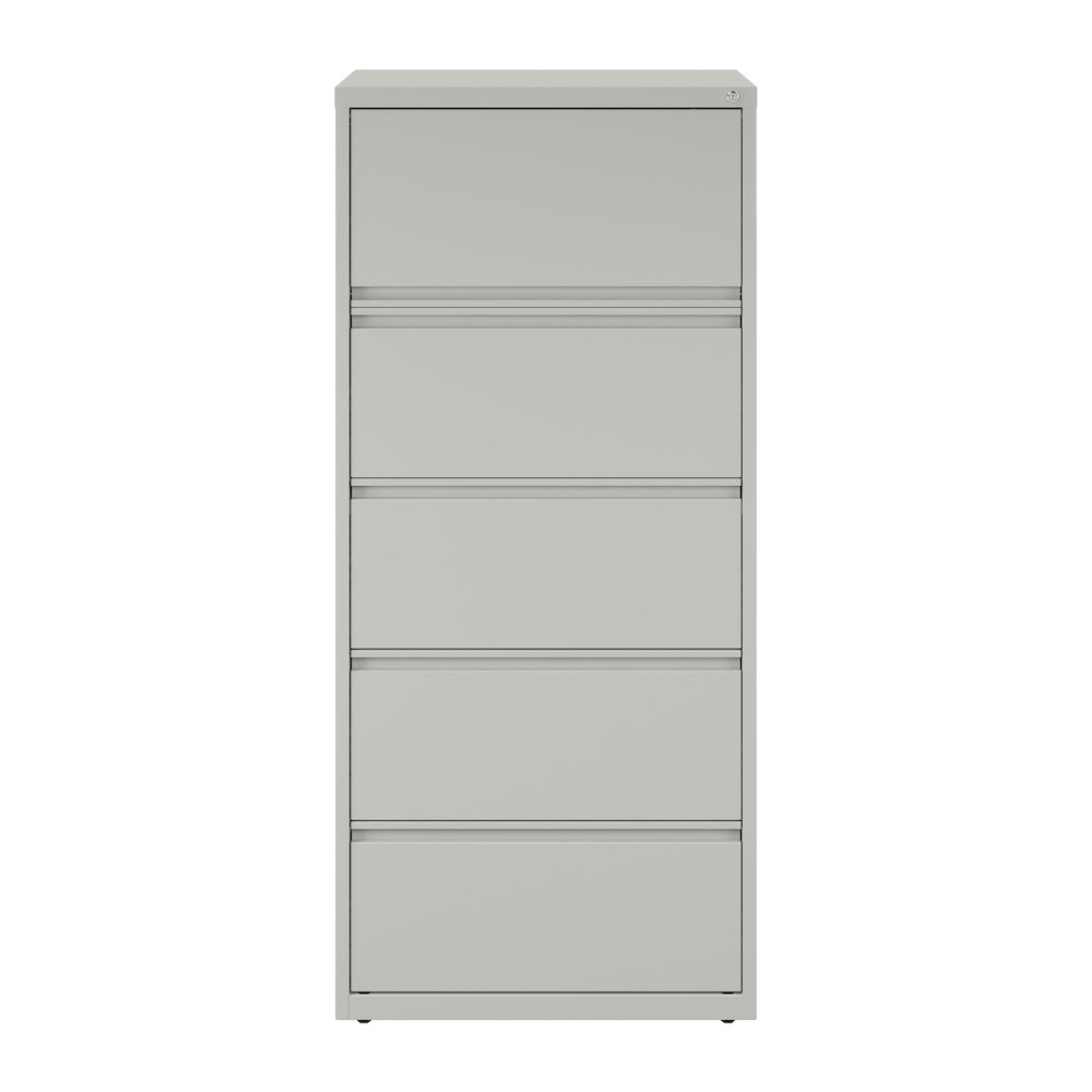 Hirsh 30 inch Wide 5 Drawer Metal Lateral File Cabinet, Light Gray. Picture 1