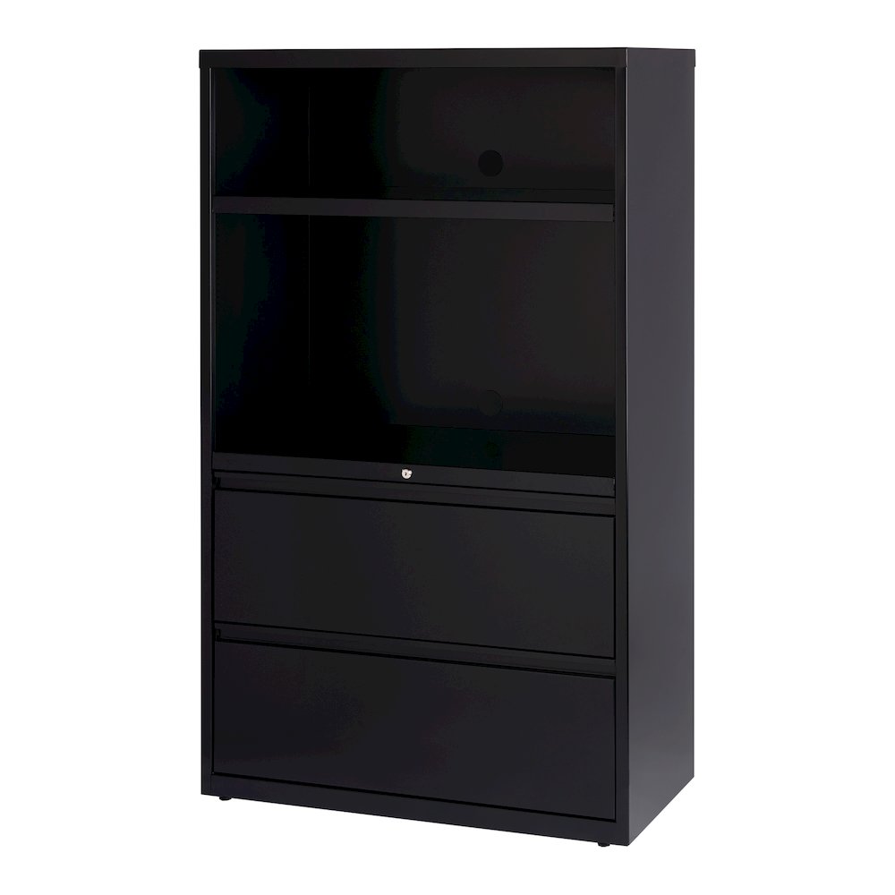 Hirsh 36 inch Wide 2 Drawer Metal Lateral Combo File Cabinet, Black. Picture 2