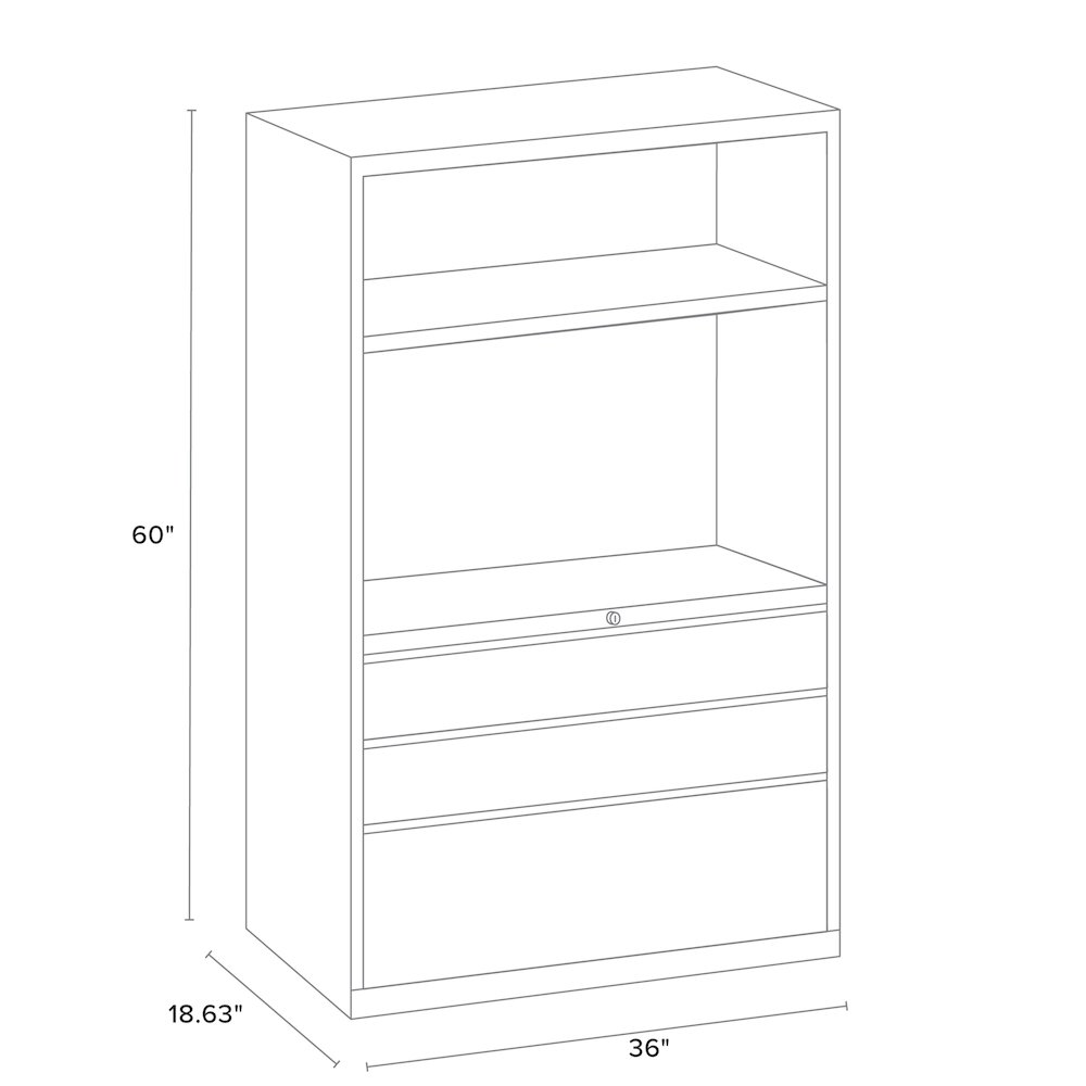 Hirsh 36 inch Wide 2 Drawer Metal Lateral Combo File Cabinet, Black. Picture 3