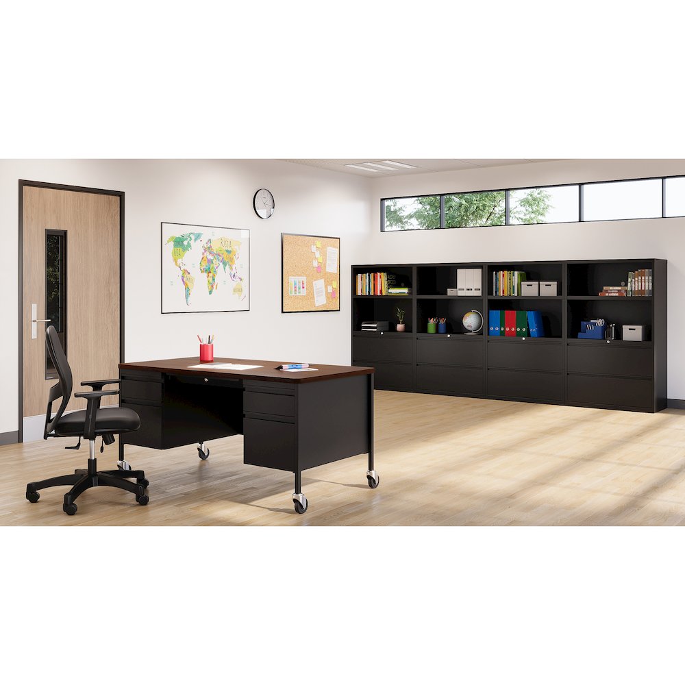 Hirsh 36 inch Wide 2 Drawer Metal Lateral Combo File Cabinet, Black. Picture 4