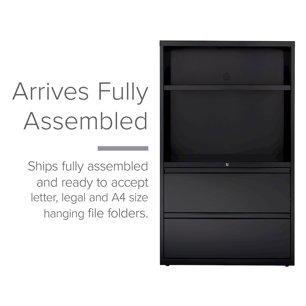 Hirsh 36 inch Wide 2 Drawer Metal Lateral Combo File Cabinet, Black. Picture 5