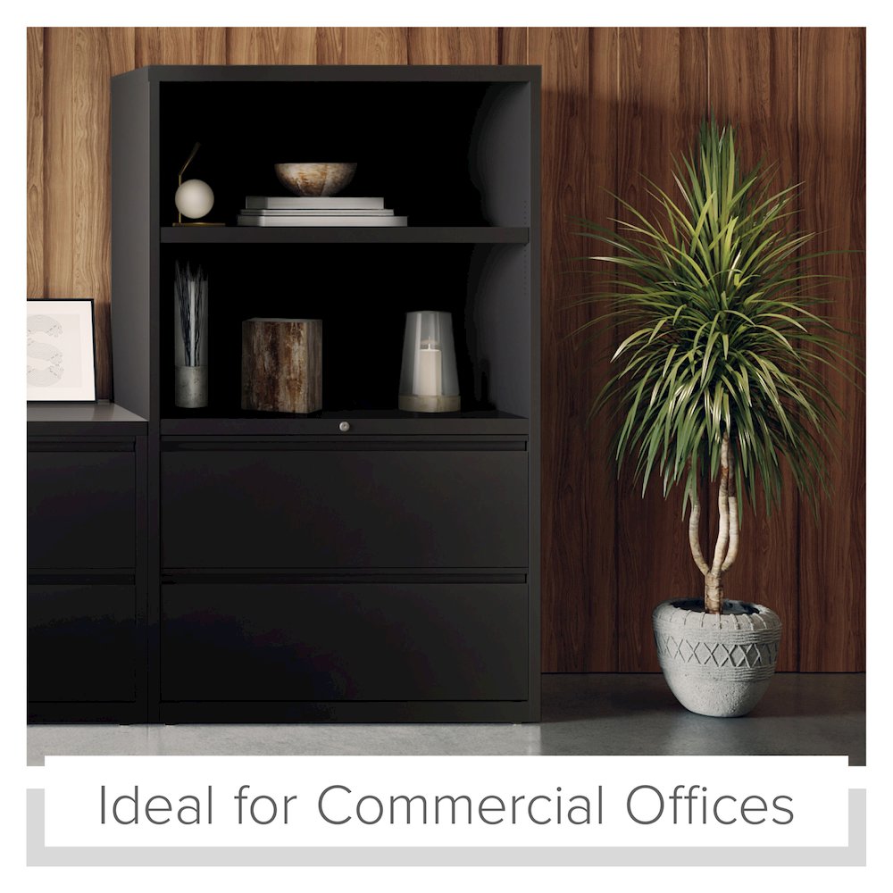 Hirsh 36 inch Wide 2 Drawer Metal Lateral Combo File Cabinet, Black. Picture 12