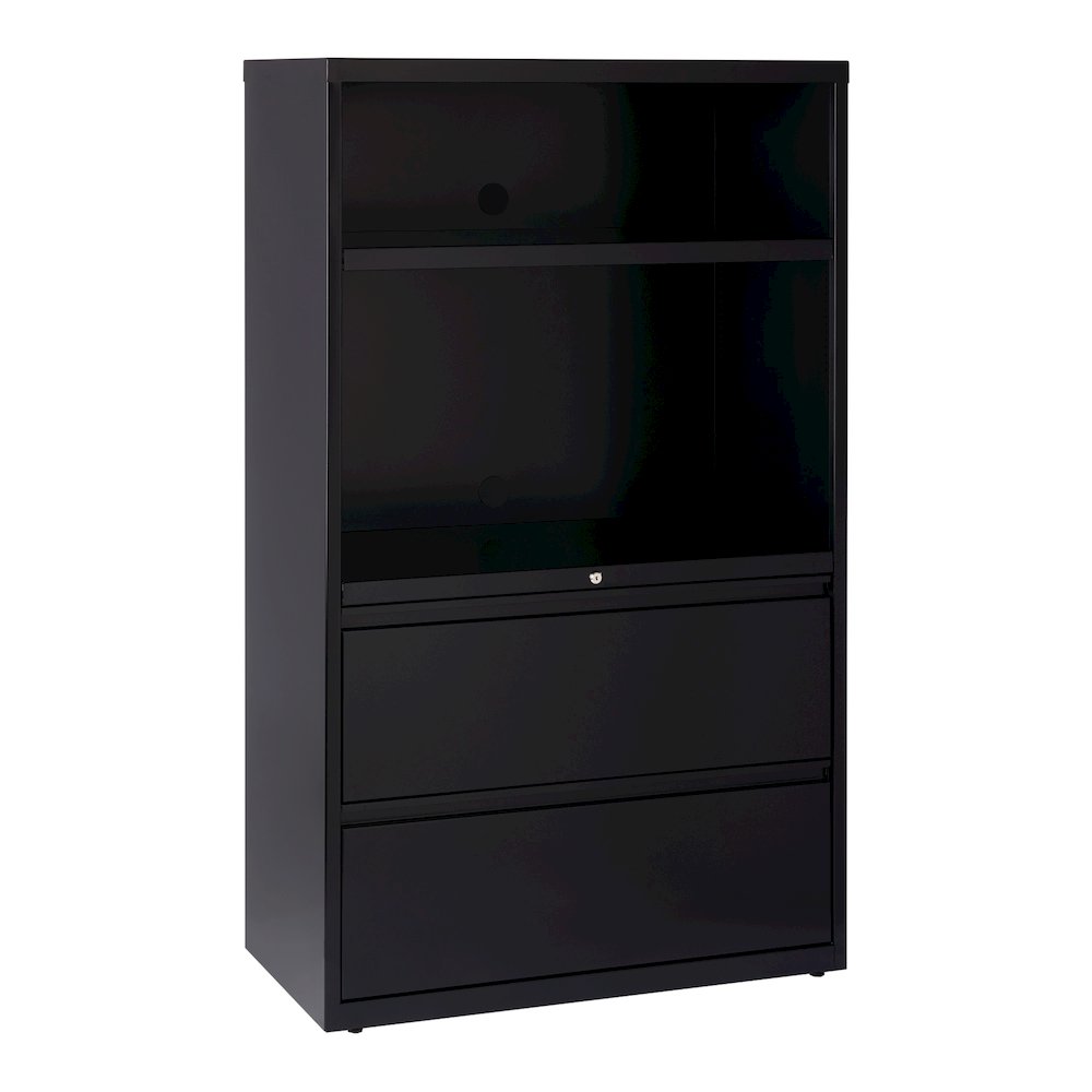 Hirsh 36 inch Wide 2 Drawer Metal Lateral Combo File Cabinet, Black. Picture 15