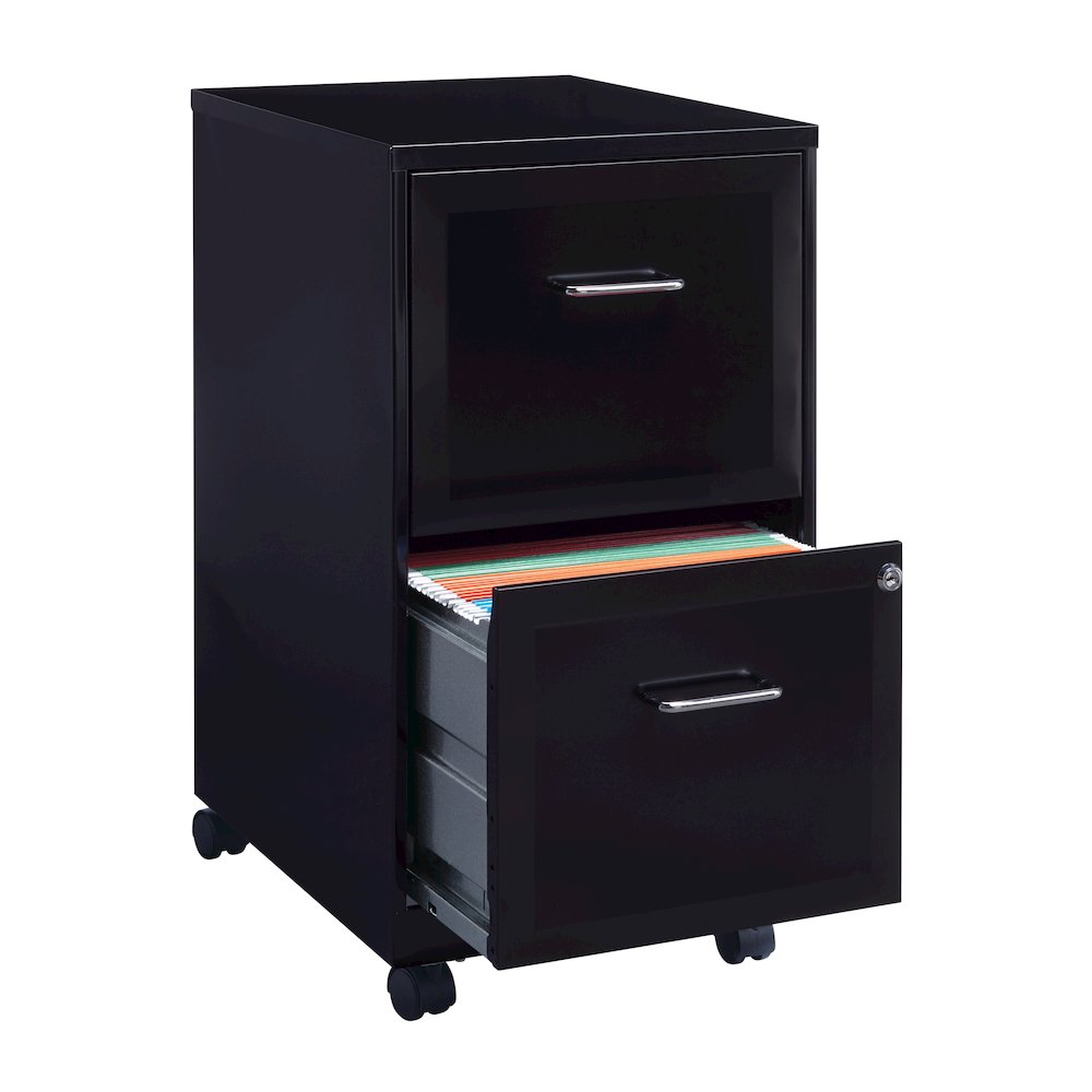 Space Solutions 18" Deep 2 Drawer Vertical File Cabinet, Black. Picture 3