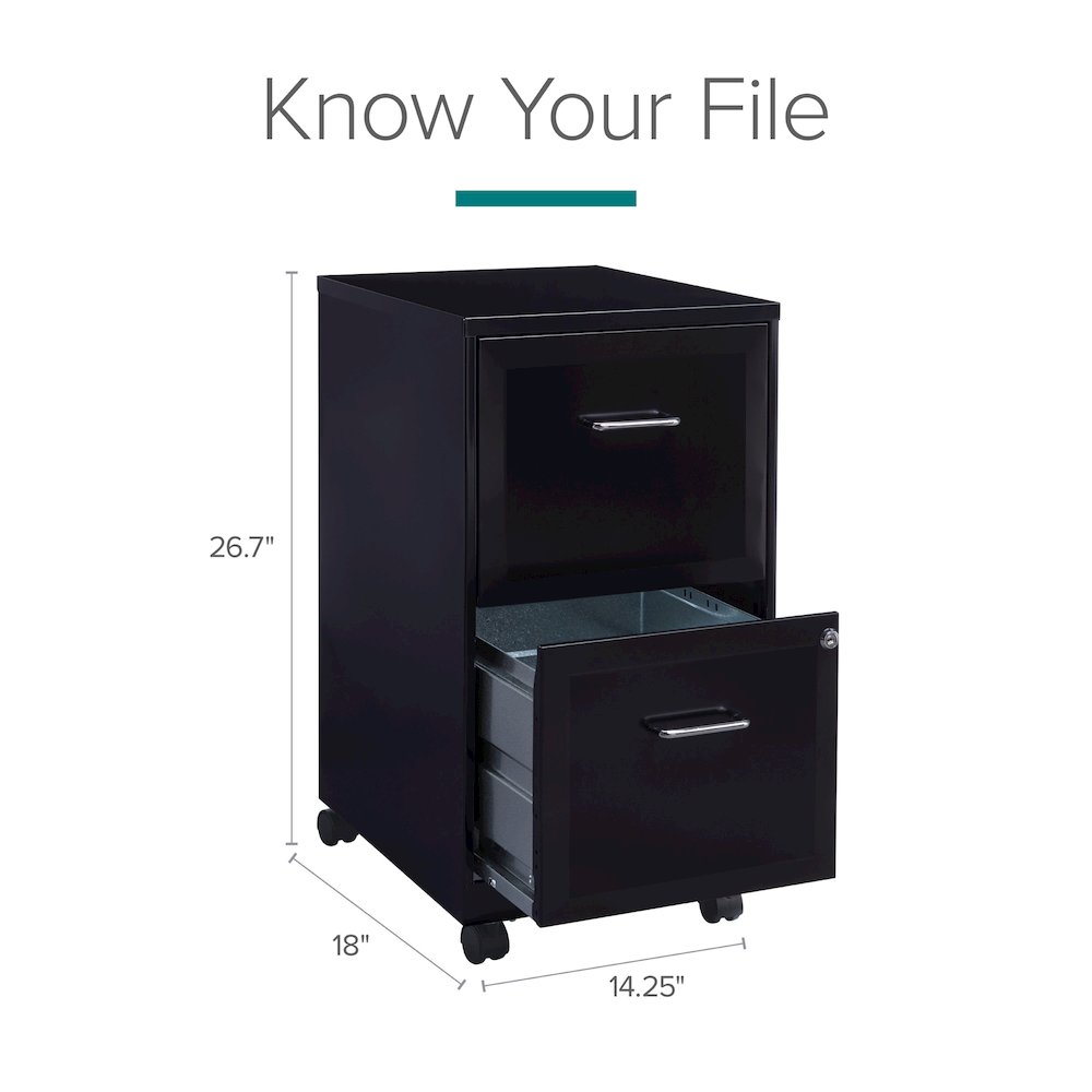 Space Solutions 18" Deep 2 Drawer Vertical File Cabinet, Black. Picture 15