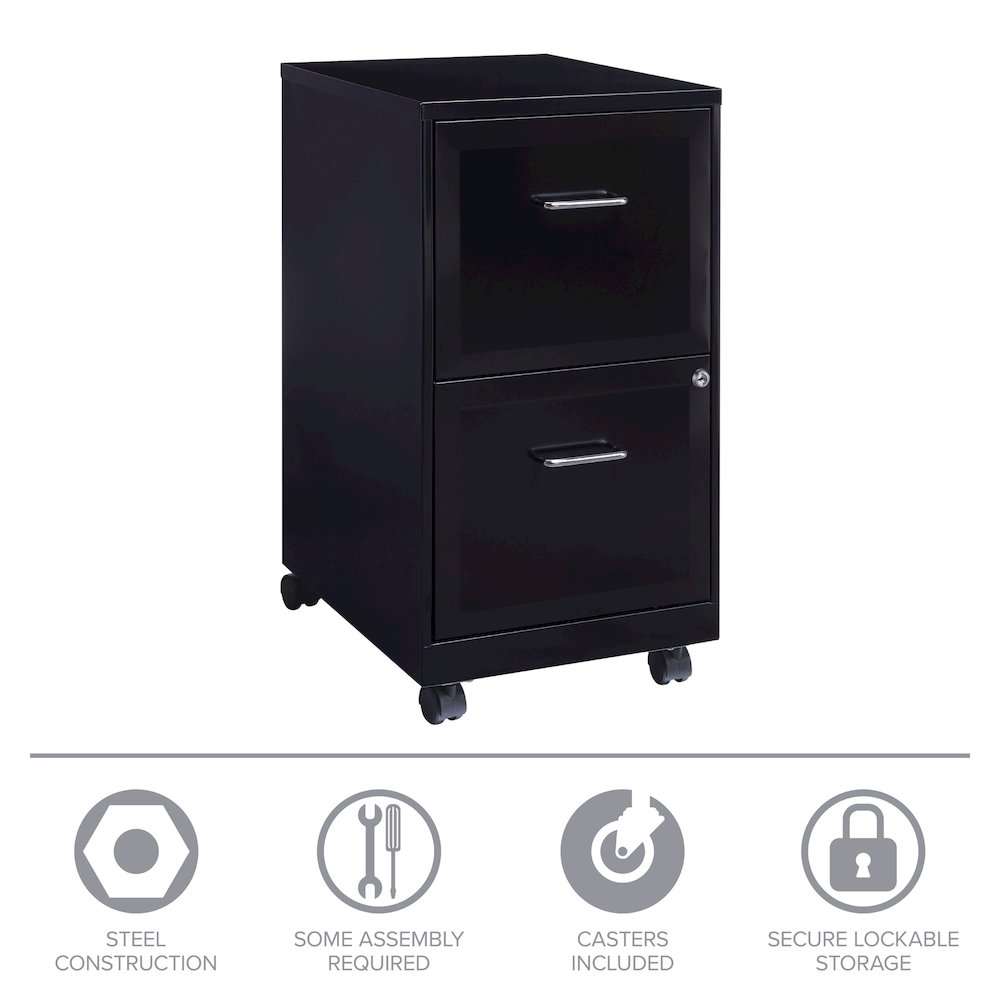 Space Solutions 18" Deep 2 Drawer Vertical File Cabinet, Black. Picture 21