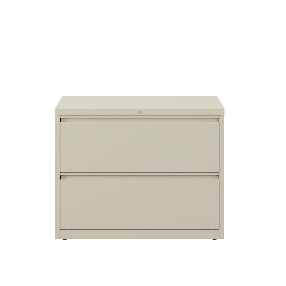 Hirsh 36 Inch Wide 2 Drawer Metal Lateral File Cabinet, Putty. Picture 2