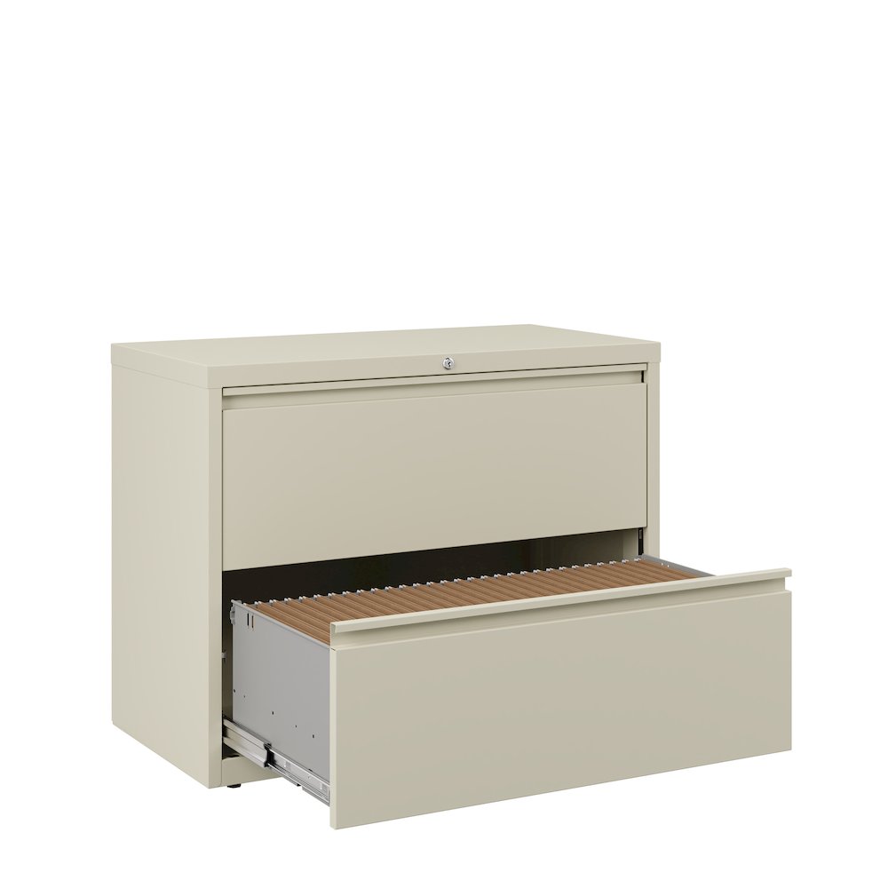 Hirsh 36 Inch Wide 2 Drawer Metal Lateral File Cabinet, Putty. Picture 4